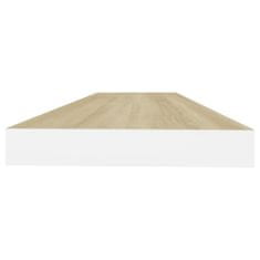 Vidaxl Plávajúce nástenné police 2 ks dubové a biele 80x23,5x3,8 cm MDF