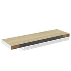 Vidaxl Plávajúce nástenné police 2 ks dubové a biele 80x23,5x3,8 cm MDF