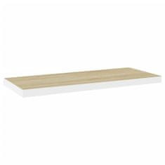 Vidaxl Plávajúce nástenné police 2 ks dubové a biele 80x23,5x3,8 cm MDF