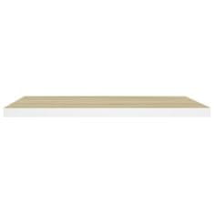 Vidaxl Plávajúce nástenné police 2 ks dubové a biele 80x23,5x3,8 cm MDF