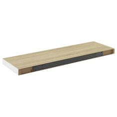 Vidaxl Plávajúce nástenné police 2 ks dubové a biele 80x23,5x3,8 cm MDF