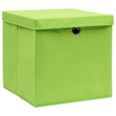 Greatstore Úložné boxy s vrchnákmi 4 ks zelené 32x32x32 cm látkové