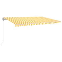 Vidaxl Automatická markíza, LED a senzor vetra 500x350 cm, žltá/biela