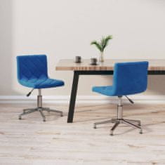 Vidaxl Otočné stoličky, 2 ks, modré, čalúnené zamatom