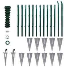 Vidaxl Drôtené pletivo so stĺpikmi a hrotmi, oceľ 0,8x25 m