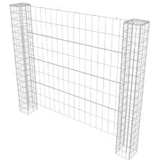 Vidaxl Gabiónový plot s 2 stĺpikmi, pozinkovaná oceľ a PVC 180x180 cm