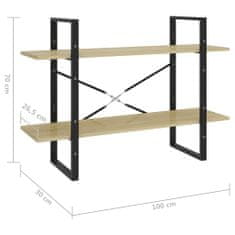 Vidaxl Knižnica s 2 policami dub sonoma 100x30x70 cm drevotrieska