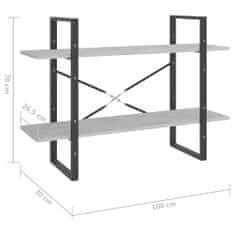 Vidaxl Knižnica s 2 policami betónovo-sivá 100x30x70 cm drevotrieska