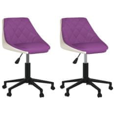 Vidaxl Otočné stoličky, 2 ks, fialová a biela, ekokoža