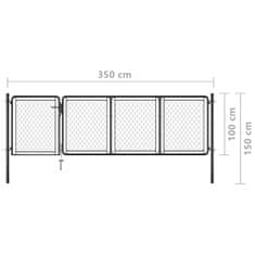 Vidaxl Záhradná brána, oceľ 100x350 cm, antracitová