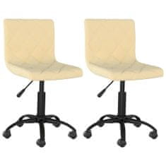 Vidaxl Otočné stoličky, 2 kusy, krémová, zamat