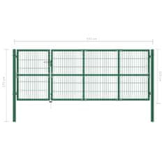 Petromila vidaXL Záhradná plotová brána so stĺpikmi 350x120 cm, oceľ, zelená