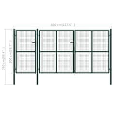 Petromila vidaXL Záhradná brána, oceľ 400x200 cm, zelená