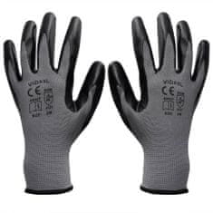 Vidaxl Pracovné rukavice nitrilové, 24 párov, veľkosť 9/L, šedá a čierna