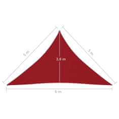 Vidaxl Tieniaca plachta oxfordská látka trojuholníková 5x5x6 m červená