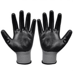 Vidaxl Pracovné rukavice, nitrilové, 1 pár, sivo-čierne, veľkosť 9/L
