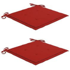 Vidaxl Podložky na záhradné stoličky 2 ks, červené 50x50x3 cm