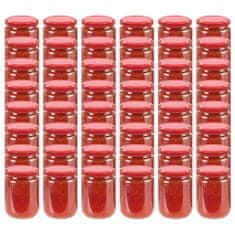 Vidaxl Zaváracie poháre s červenými viečkami 48 ks 230 ml sklo