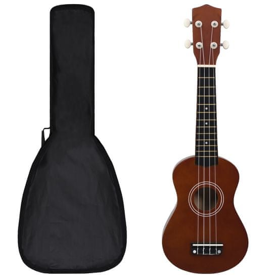 Vidaxl Sopránové ukulele s obalom pre deti, tmavé drevo 21"