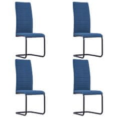 Vidaxl Jedálenské stoličky, perová kostra 4 ks, modré, látka