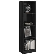Vidaxl 4-poschodová knižnica lesklá čierna 40x24x142 cm drevotrieska