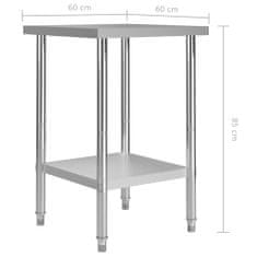 Vidaxl Kuchynský pracovný stôl 60x60x85 cm, nehrdzavejúca oceľ