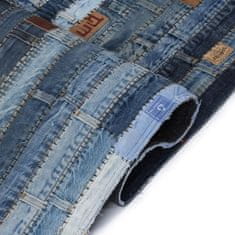 Vidaxl Koberec z rifľoviny v štýle patchwork 80x150 cm, denim, modrý