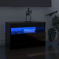 Vidaxl Nočný stolík a LED svetlá 2 ks lesklý čierny 60x35x40 cm