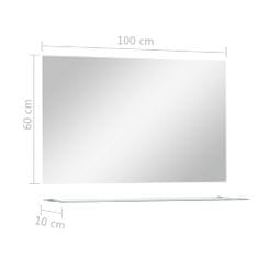 Vidaxl Nástenné zrkadlo s poličkou 100x60 cm, tvrdené sklo