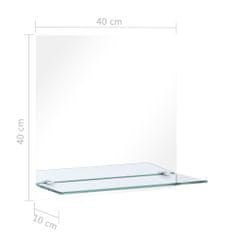 Vidaxl Nástenné zrkadlo s poličkou 40x40 cm, tvrdené sklo