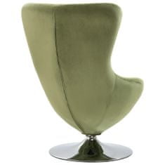 Vidaxl Otočná stolička v tvare vajca s vankúšom bledozelená zamatová