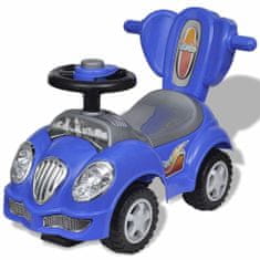 Vidaxl Modré detské odrážacie autíčko s vodiacou tyčou