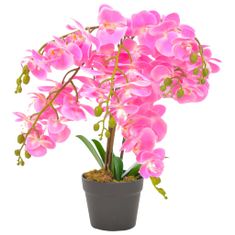 Vidaxl Umelá rastlina orchidea s kvetináčom 60 cm ružová