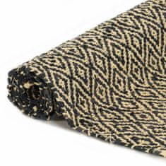 Vidaxl Ručne tkaný Chindi koberec čierny 80x160 cm kožený