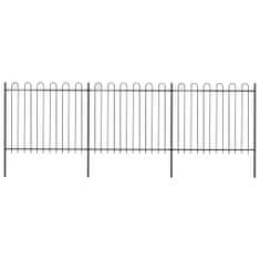 Vidaxl Záhradný plot s oblúkovým zakončením, oceľ 5,1x1,5 m, čierny