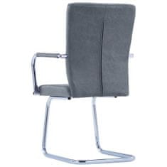 Vidaxl Jedálenské stoličky, perová kostra 4 ks, semišovo sivé, umelá koža
