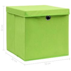 Greatstore Úložné boxy s vrchnákmi 4 ks zelené 32x32x32 cm látkové