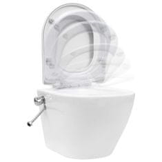 Petromila vidaXL Závesné bezokrajové WC so skrytou nádržkou biele keramické