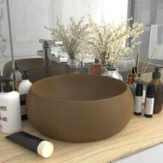 Petromila vidaXL Luxusné umývadlo, okrúhle, matné krémové 40x15 cm, keramika
