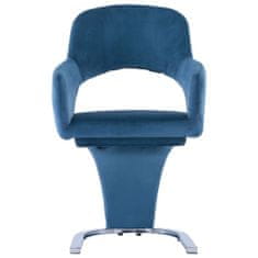 Vidaxl Jedálenské stoličky 2 ks, modré, zamat