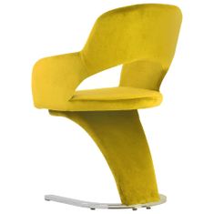Vidaxl Jedálenské stoličky 2 ks, žlté, zamat