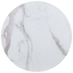 Vidaxl Stolová doska, biela Ø80 cm, sklo s mramorovou textúrou