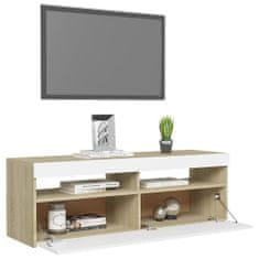 Vidaxl TV skrinka s LED svetlami biela a dub sonoma 120x35x40 cm