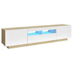 Vidaxl TV skrinka s LED svetlami biela a dub sonoma 180x35x40 cm