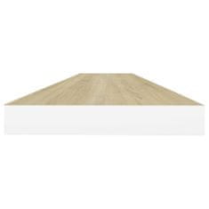 Vidaxl Plávajúce nástenné police 4 ks dub a biele 90x23,5x3,8 cm MDF