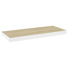 Vidaxl Plávajúce nástenné police 2 ks dubové a biele 60x23,5x3,8 cm MDF