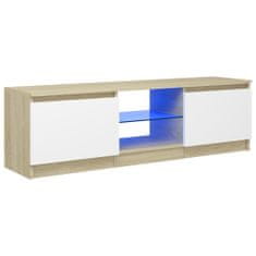 Vidaxl TV skrinka s LED svetlami biela a dub sonoma 120x30x35,5 cm