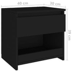 Vidaxl Nočný stolík čierny 40x30x39 cm drevotrieska