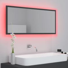 Vidaxl Kúpeľňové LED zrkadlo sivé 100x8,5x37 cm drevotrieska