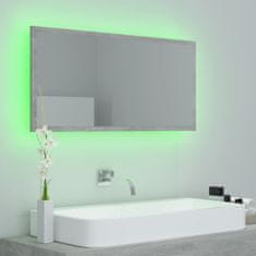 Vidaxl LED kúpeľňové zrkadlo betónové sivé 90x8,5x37 cm drevotrieska